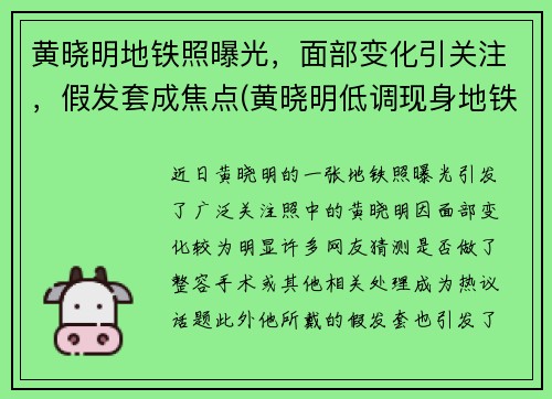 黄晓明地铁照曝光，面部变化引关注，假发套成焦点(黄晓明低调现身地铁)